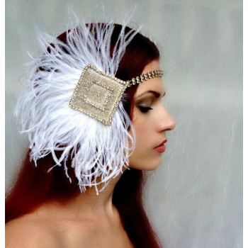 FEA-152  White Ostrich Feathers on Tape